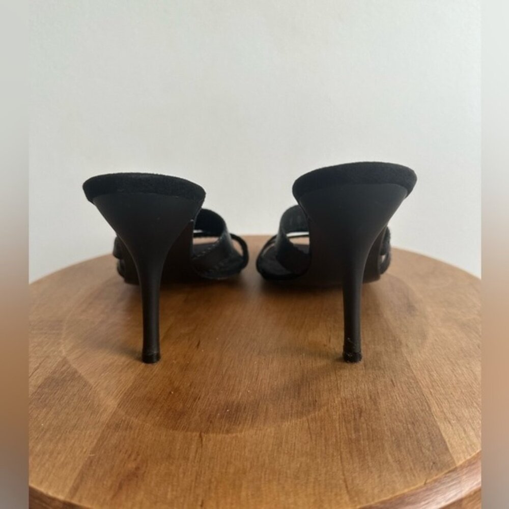 Stuart Black Heeled Sandals Womens Size 7 Strappy Christmas New Years Party - Picture 5 of 11